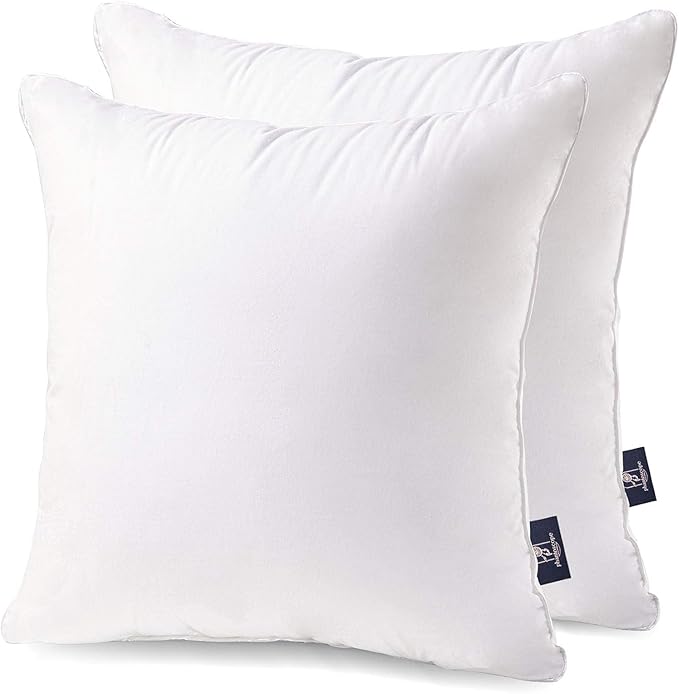 Phantoscope 18 x 18 Pillow Inserts - Throw Pillow Inserts with 100% Cotton Cover - Square Forms Pillow Sham Stuffer - Decorative Couch Cushion Pillows (2 Pack, 18 Inches)