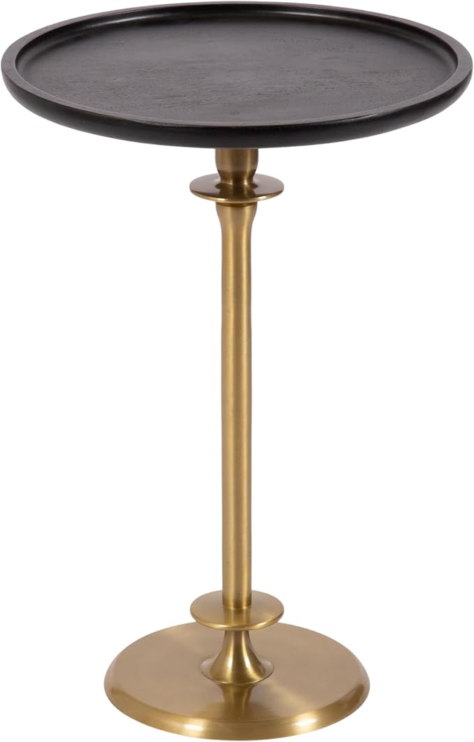 Kate and Laurel Arora Modern Wood and Metal Round Side Table, 17 x 17 x 24, Black and Gold, Transitional Sculptural Living Room End Table for Indoor Plant Stand or Bedroom Nightstand