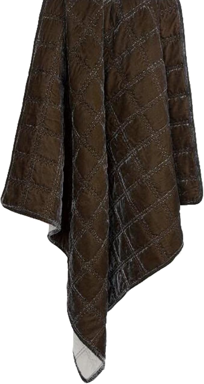 HiEnd Accents Stella Faux Silk Velvet Throw Blanket Green Ochre, 50x60 inch, Double Stitch Plush Soft Cozy Blankets, Luxury Decorative Throws for Couch, Bed, Sofa, Chair