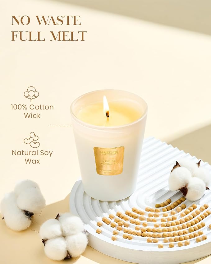 M&SENSE Creamy Vanilla Pie Soy Candle, 14.1oz, Cozy Housewarming Gift | 60H Long Burn, Non-Toxic, Celebration Candle, Sweet Comfort Relax Home Fragrance, Stress Relief