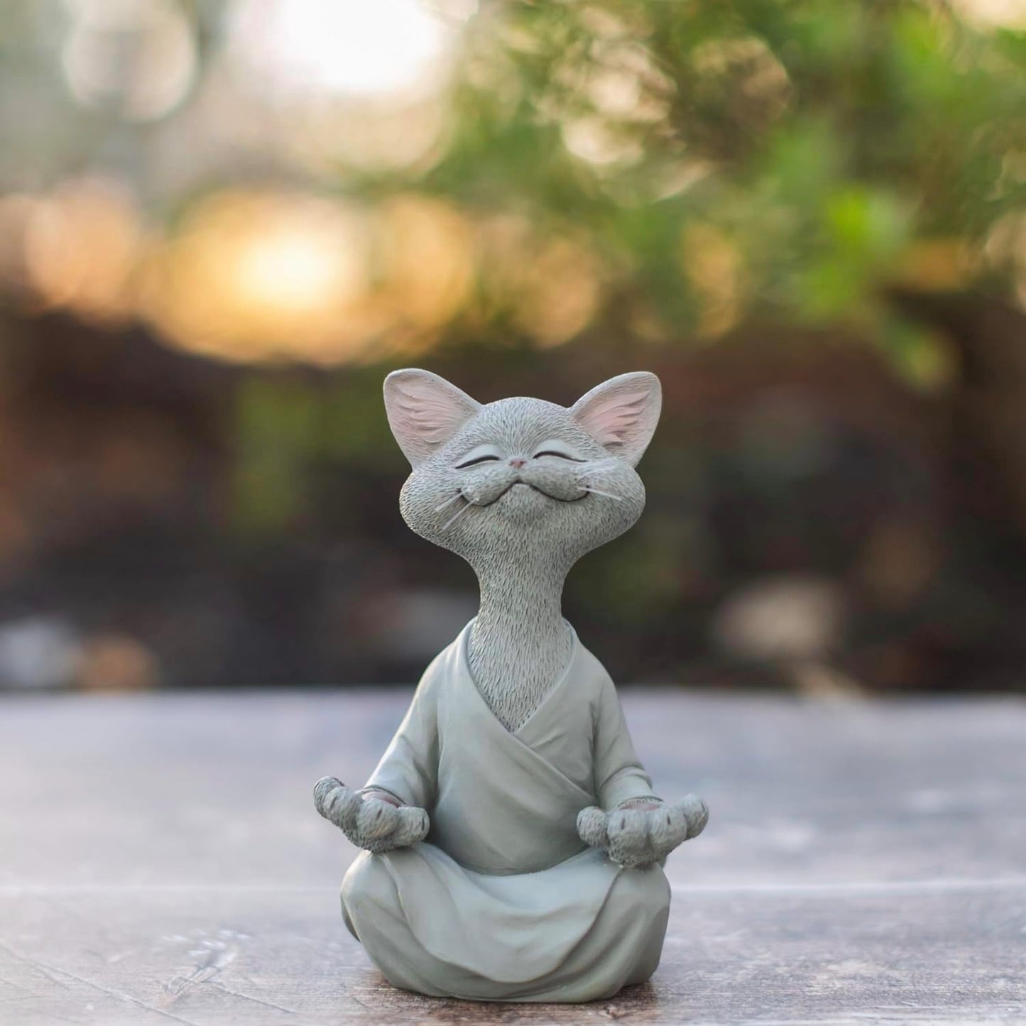 JFSM INC. 5" Whimsical Happy Cat Buddha Figurine – Zen-Inspired Resin Cat Statue – Meditating Animal Sculpture for Mindful Home or Office Decor – Peaceful Gift for Cat Lovers and Yoga Fans