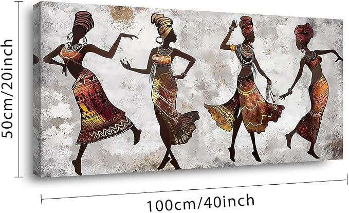 Ggaafet Brown African American Wall Art for Bedroom Canvas Painting Prints Black Women Dancing Art Deco Modern Artwork Office Family Room Decor