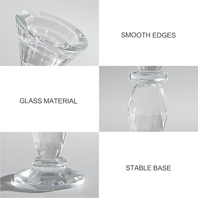 DN DECONATION Glass Candle Holder 3 Pcs, Clear Crystal Candlestick Holders | Tealight Candle Holders, Aesthetic Home Decor for Table Centerpiece, Wedding Decorations, Housewarming Gift, Living Room