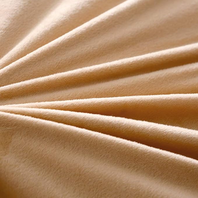 Faux Fur Velvet Fluffy Bedding Duvet Cover Set Down Comforter Quilt Cover with Pillow Sham, Ultra Soft Warm (Twin, Camel)