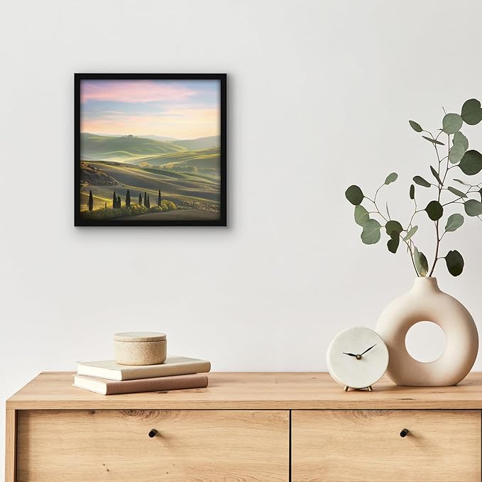 Americanflat 8x8 Picture Frame with Shatter-Resistant Glass - Streamline Collection - Thin Border Square Frame for Tabletop and Wall Display - Hanging Hardware and Easel Stand Included - Black