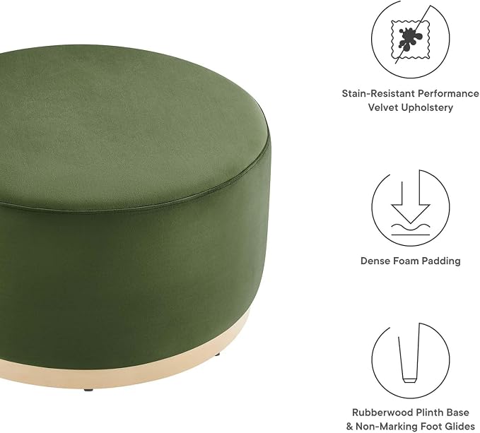Modway Large 29" Round Performance Velvet Upholstered Upholstered Ottoman