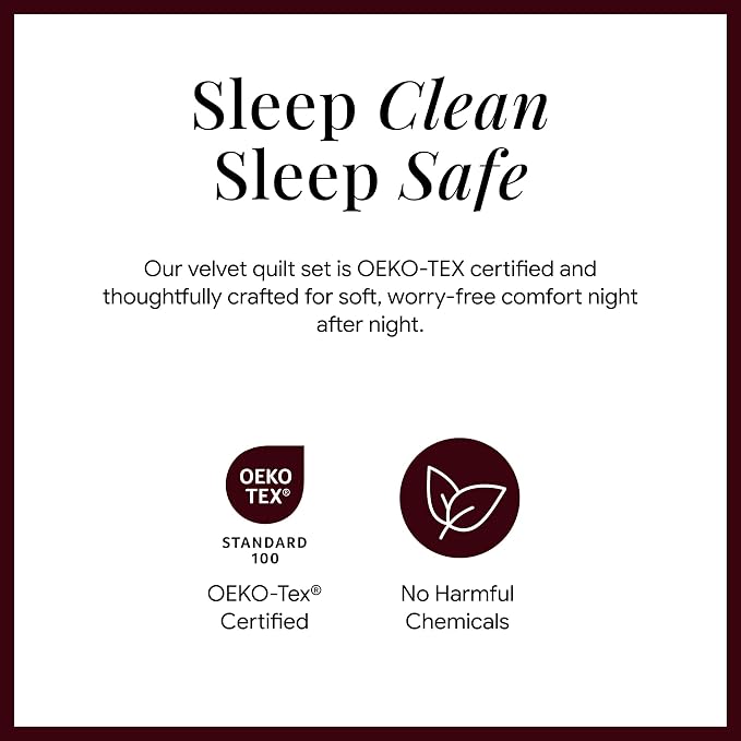 Tribeca Living Lugano Oversized Velvet Quilt and Sham Set | All Season, Extra Large, 3 Piece Velvet Queen Quilt Set with 2 Pillow Shams in Burgundy Honeycomb Pattern 260 GSM