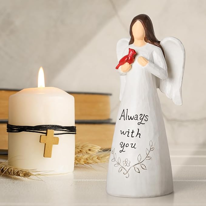 Cardinal Gifts for Women – Red Cardinal Decor Angel Figurine, Sympathy Gifts for Loss of Loved One, Memorial Gifts for Women, Bereavement Gifts Grief Resin Home Statue