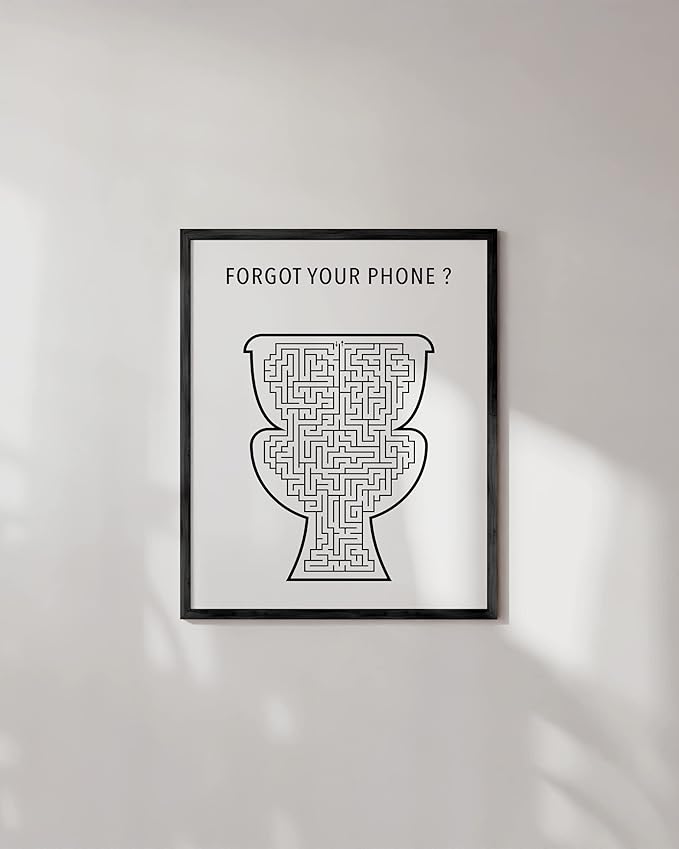 HAUS AND HUES Funny Bathroom Wall Art Decor Signs - Toilet Rules Maze (Unframed 16x20)