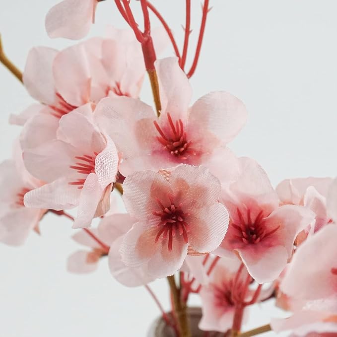 Uieke 24Pcs Artificial Cherry Blossom Flowers, Silk Peach Flowers Faux Cherry Blossom Stems Vase Arrangements for DIY Home Wedding Party Table Decor, Pink