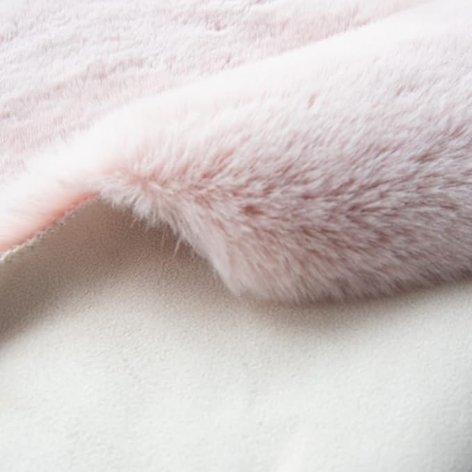 ORINOVA Pink Boho Round Rugs 8ft Large Fluffy Machine Washable Fuzzy Fur Area Rugs for Living Room Plush Circle Sheepskin Rugs for Bedroom Nursery Rug