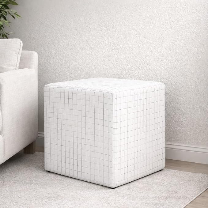 HomePop 19" Square Ottoman - Natural Windowpane