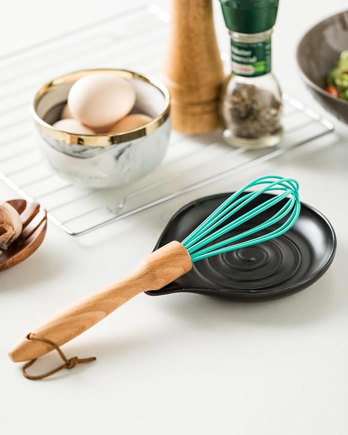 LAUCHUH Spoon Rest for Stove Top, 5 inch Large Cooking Spoon Holder for Kitchen Countertop Ceramic Ladle Holder for Spatula, Tong, Heat-Resistant, Farmhouse Kitchen Decor for Mother‘s Day’, Black