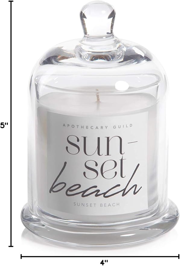 Zodax Sunset Beach Apothecary Guild 10 Ounce Scented Jar Candle with Dome