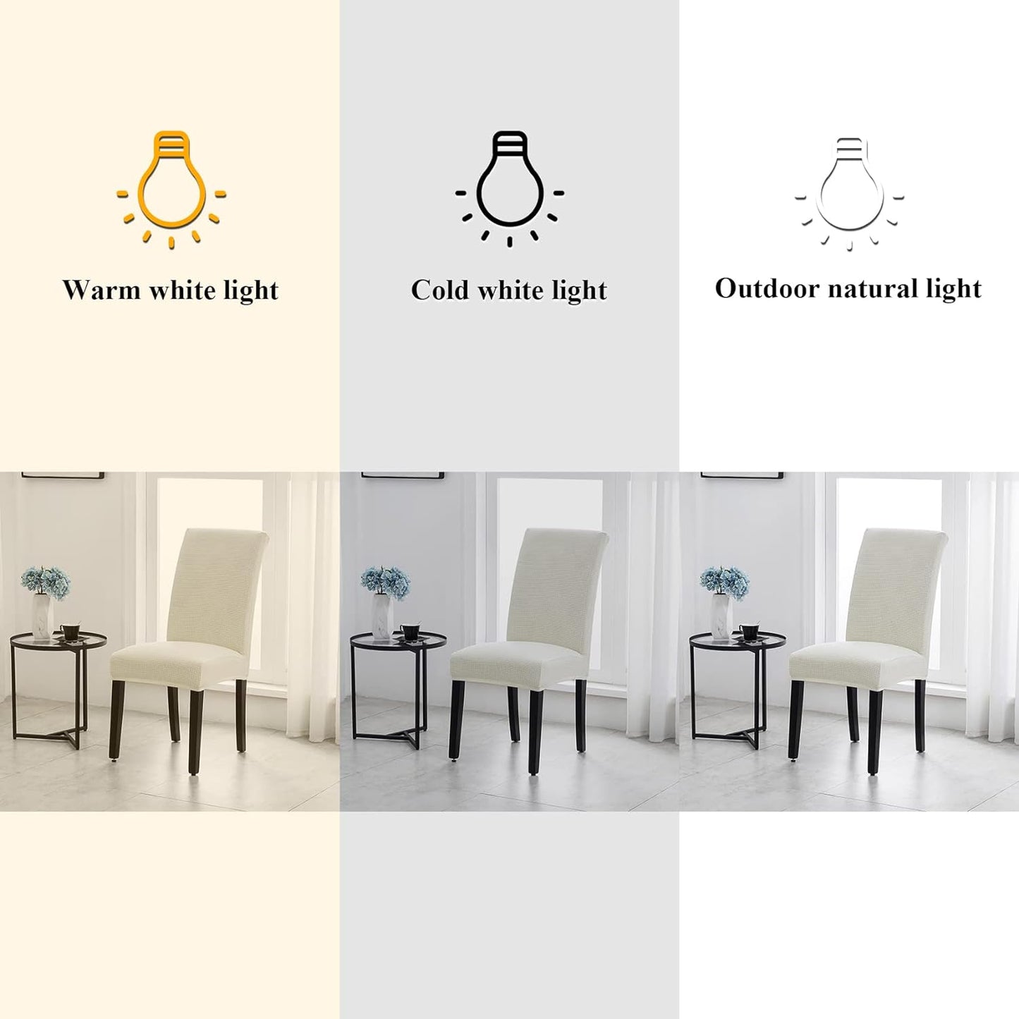 Joccun Chair Covers for Dining Room Set of 6,Dining Chair Slipcovers Stretch Dining Room Chair Covers Seat Protector,Washable Parsons Chair Cover for Home,Hotel,Banquet(Ivory,6 Pack)