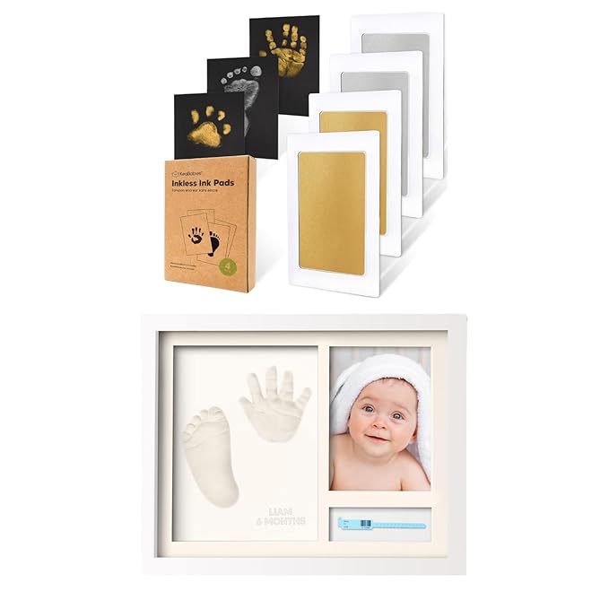 KeaBabies 4-Pack Inkless Hand and Footprint Kit and Baby Footprint Kit - Ink Pad for Baby Hand and Footprints, Baby Hand and Footprint Kit