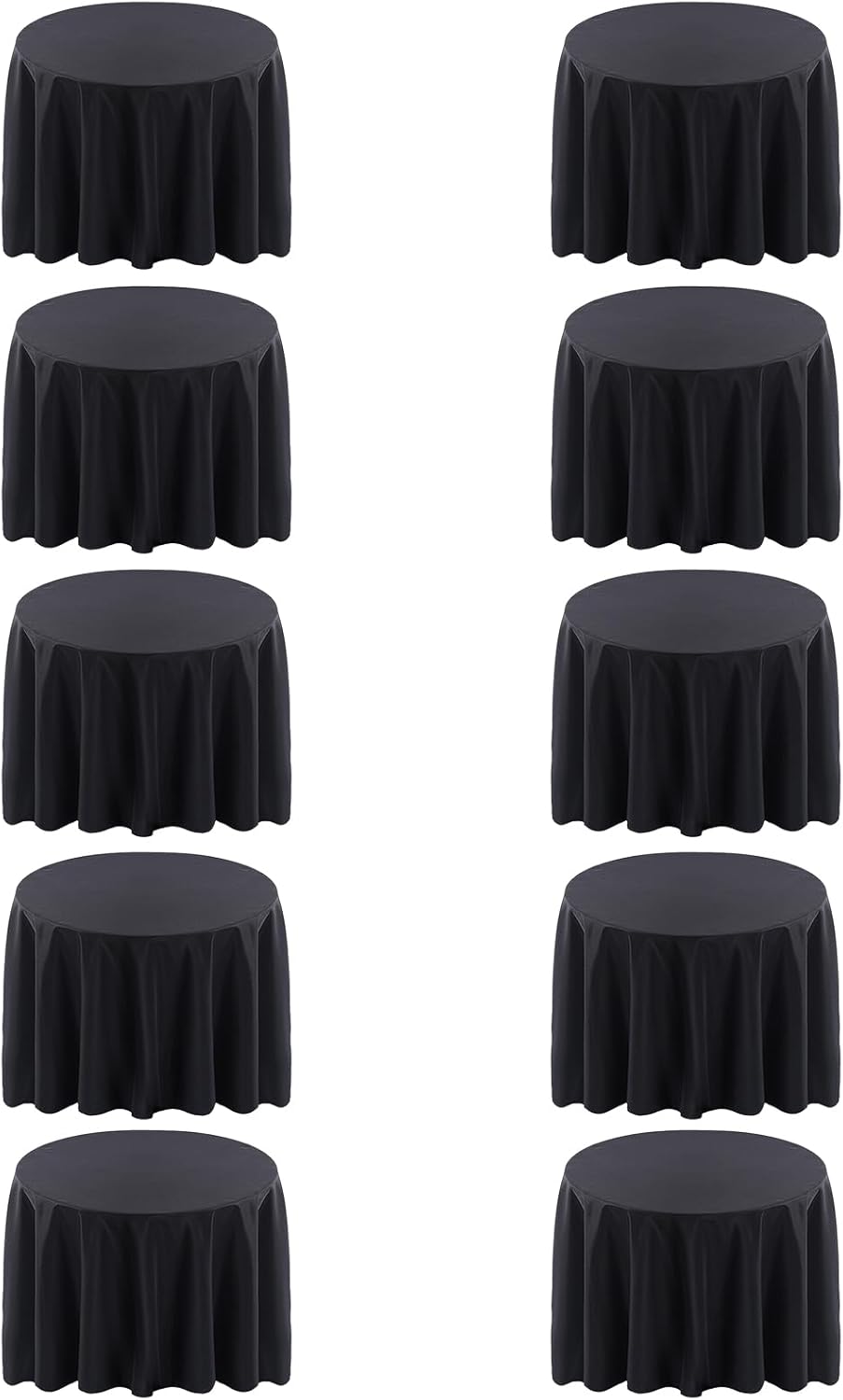 Surmente 120 inch Round Tablecloths -10 Pack Black Round Table Cloths, Polyester Fabric Table Covers for Wedding, Party, Banquet, or Restaurant