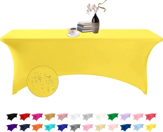 Spandex 8ft Waterproof Table Cover for Party,Wedding, Banquet, and Events(Yellow)