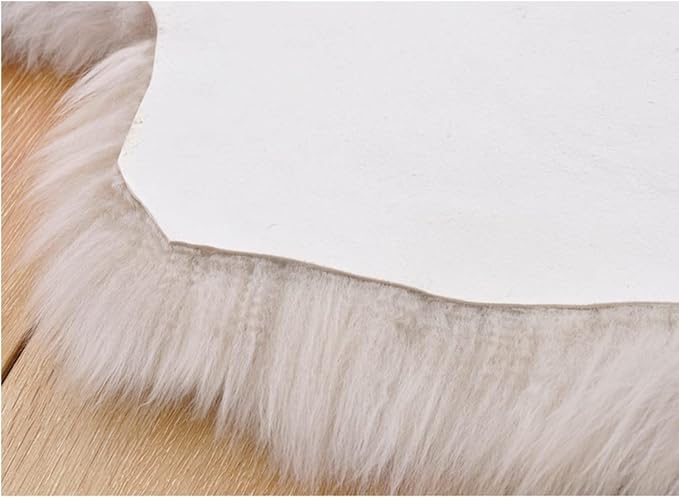 HUAHOO Premium Genuine Sheepskin Rug Real Australia Sheepskin Natural Luxury Fluffy Lambskin Fur Area Rug Seat Covers for Kids Bedroom Sofa Chair Cover Pets Dogs Mat Eight Pelt /6.2' x 7' Linen
