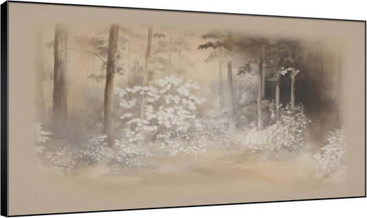 SIGNWIN 30"x60" Extra Large Framed Wall Art Misty Forest in Sepia Tones, Watercolor Woodland Landscape for Home Living Room Bedroom Decor (Frame Assembly Required)