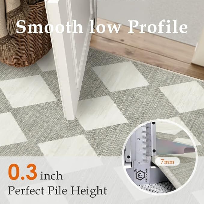 PureCozy 6x9 Checkered Area Rugs for Living Room Gray Machine Washable Modern Soft Large Rug Non-Slip Low Pile Accent Indoor Office Carpet for Bedroom Dining Room Nursery Classroom