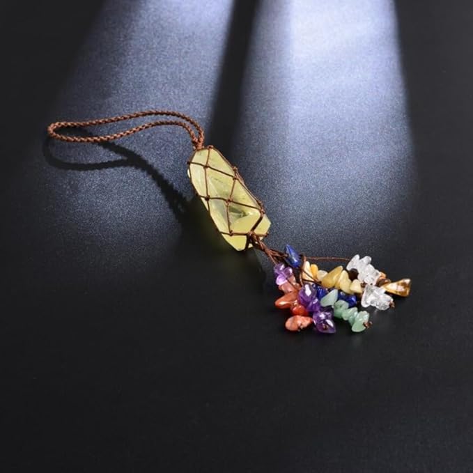 Home Decor Hanging Ornaments Natural Citrine Chakra Ornaments Gemstones Reiki Feng Shui Ornament Window Car Ornament