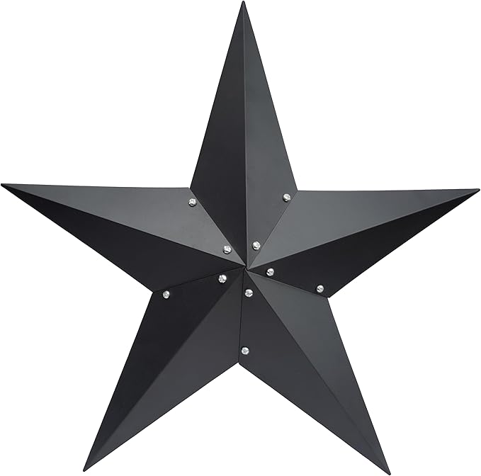 JoyEvy 36" Large Barn Star-Black Barn Star Outdoor Decoration-Metal Stars for Outside Texas Stars Art Rustic Vintage Western Country Home Farmhouse Primitive House Decor- Primitive Wall Décor