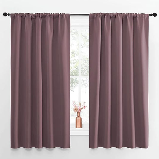 NICETOWN Blackout Curtains for Living Curtains, Room Darkening Curtains & Drapes for Kids Bedroom, Home Decoration Draperies (Dry Rose, 52" x 63", 2 PCs)