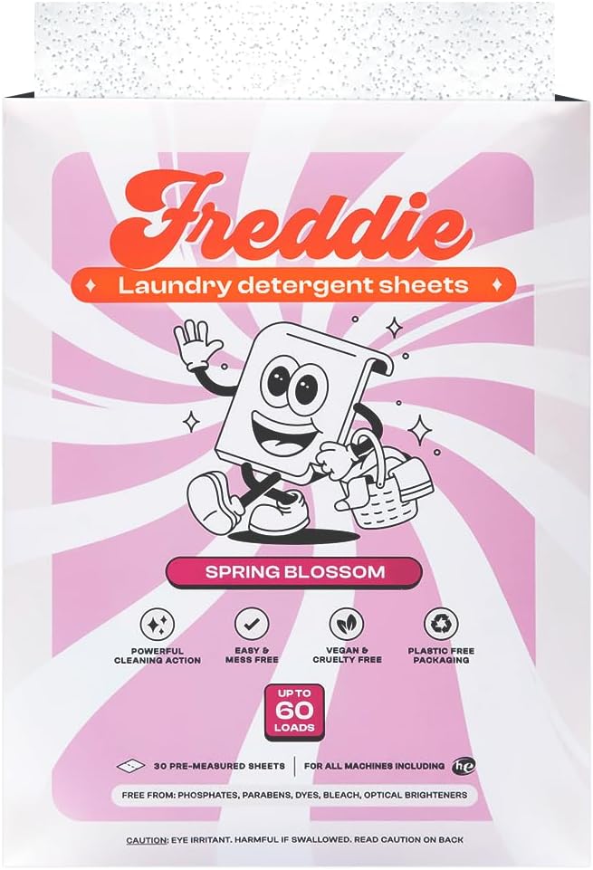 Freddie Laundry Detergent Sheets - Recyclable Packaging - No Mess Strips - 60 Loads - Floral Spring Blossom Scent