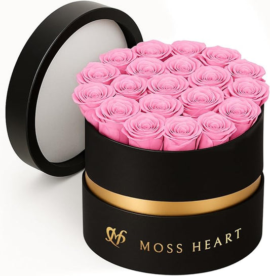 20 Mini Preserved Roses, Round Luxury Gift Box, Real Forever Roses Last 1+ Year, Premium Romantic Gift for Women, Wife, Girlfriend, Mother’s Day, Birthday, Anniversary, Valentine’s Day