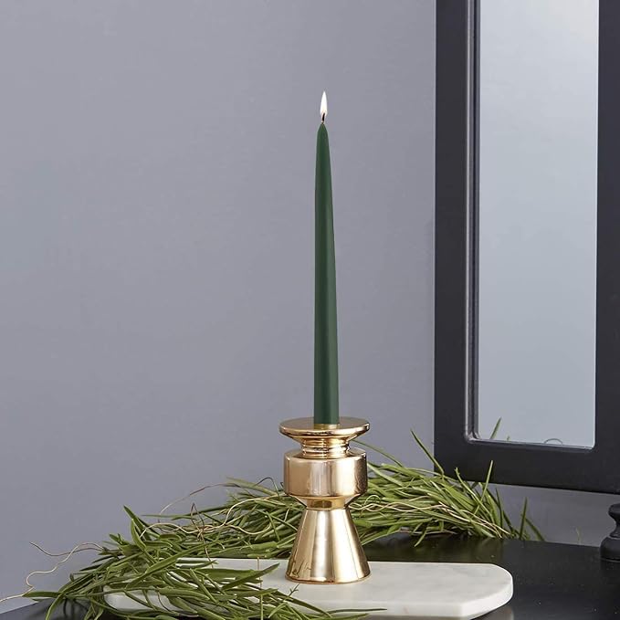 Root Candles 12-Count Unscented Taper Candles Smooth Hand-Dipped Dripless Beeswax Enhanced Boxed Candle Set, 9-Inch, Dark Green
