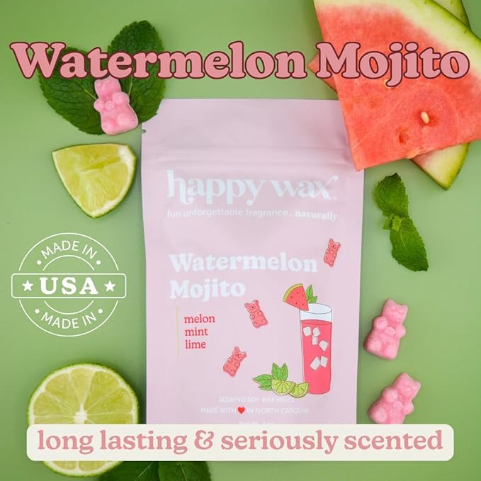 Happy Wax Vacation Mix Premium Scented Natural, Non Toxic Soy Wax Melts – 6 Total Oz. of Scented Wax Melts. Includes: Watermelon Mojito, Poolside and Bronzed Coconut