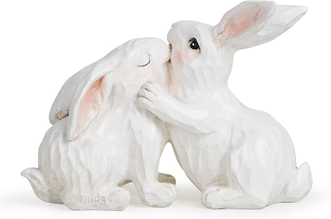 Hodao Mother and Baby Bunny Figurine, Resin Rabbit Family Decor, Sweet Home Shelf Table Accent, Gift for Mom, Nursery Keepsake, Farmhouse Animal Statue