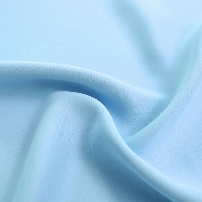 Extra Long Light Blue Blackout Double Layers Curtains Set, Mix & Match Elegance Blue with White Crushed Voile Drapes for Living Room with tie-backs, Nursery, Kids' room, Bedroom, 52'' x108''