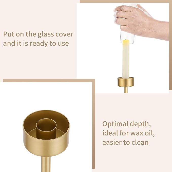Sziqiqi Hurricane Candle Holder for Wedding: Gold Candlestick Holders 18 Pcs for Table Centerpieces - Glass Candle Stick Holder Bulk for Party Event