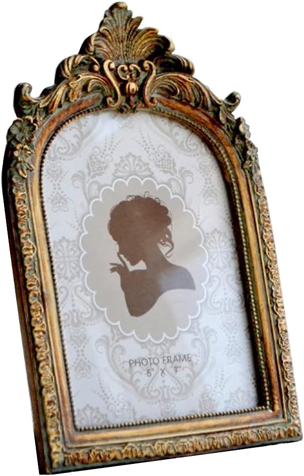 SIKOO Vintage 5x7 Picture Frame Antique OrnateTable Top and Wall Mounting Photo Frame with High Definition Glass Front for Home Decor, Photo Gallery, Art,Bronze Gold (5x7)