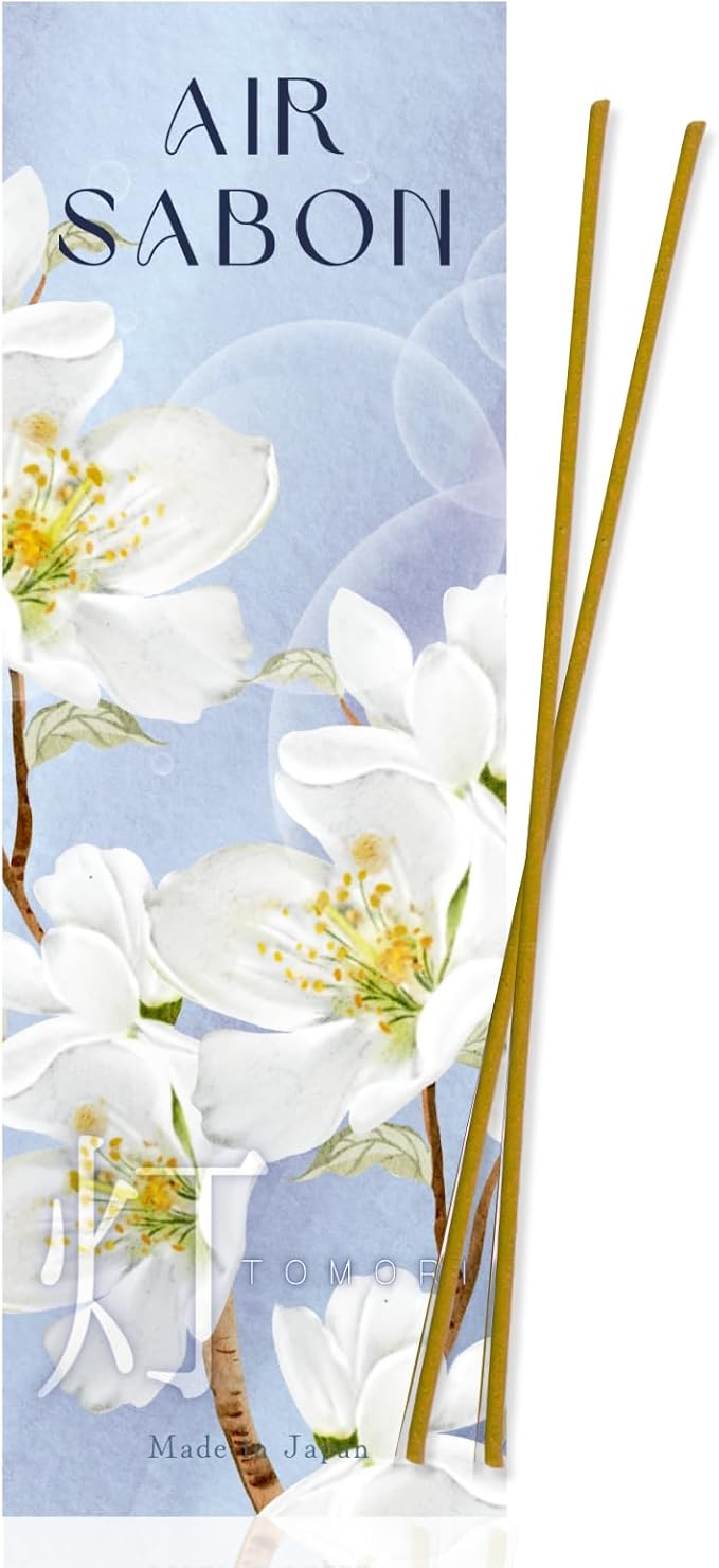 Air Sabon Luxury Japanese Incense Sticks 60sticks Jasmine Rose Musk Coreless Low Smoke Natural Charcoal Free Non Toxic Aromatherapy Meditation Calming Stress Relief Relaxation Yoga TOMORI