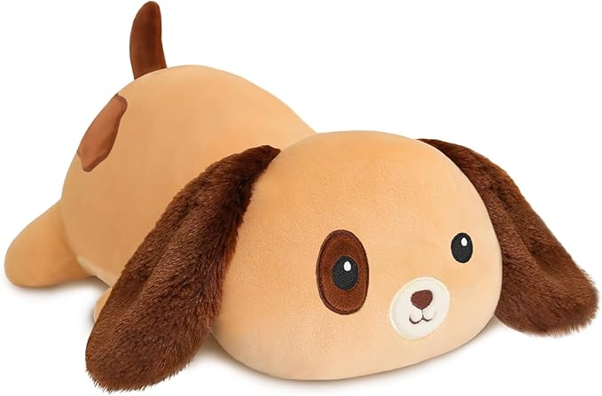 SQEQE Weighted Dog Plush, Weighted Dog Stuffed Animal, Cute Larbrador Plushies Soft Pillow Toy Gift for Kids Adults Brown 9.8 Inch, 0.8 Lbs