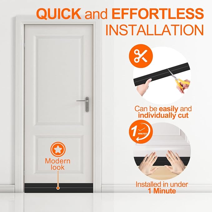 Door Draft Stopper for Bottom of Door, Adjustable Weather Stripping Door Seal for Cold Insulation, Under Door Sweep for Exterior & Interior Doors, Door Bottom Seal Blocker Noise (78inch,Black)