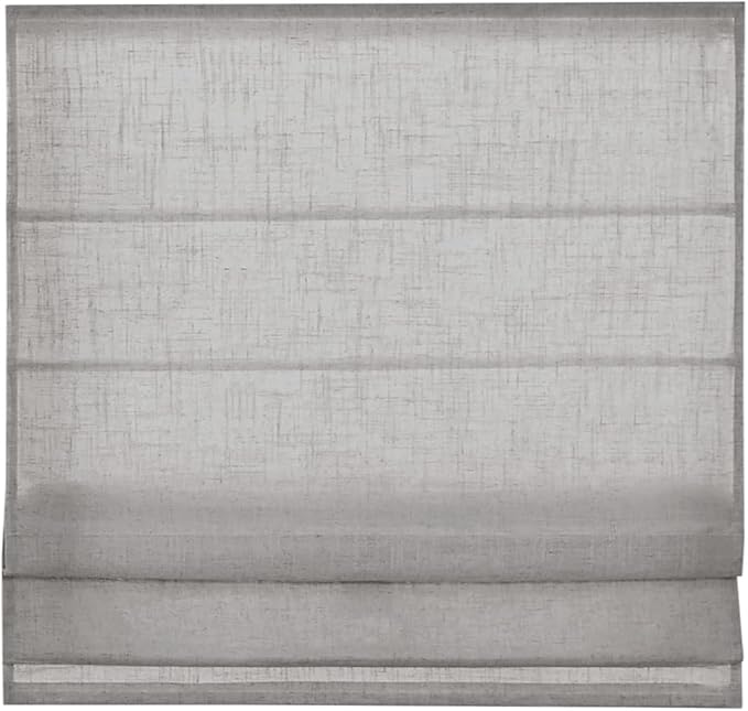 Madison Park Kyler Cordless Roman Shades - Single Panel, Lightweight Linen Blend Fabric, Natural Design, Easy Installation, Light Filtering Window Blind, Bedroom, Living Room Decor 29" W x 64" H Grey