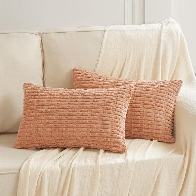 Fancy Homi 4 Packs Decorative Throw Pillow Covers for Living Room Couch Bed, Modern Farmhouse Boho Home Décor Accent Cushion Case, 24" x 16" (Pack of 4), Peach