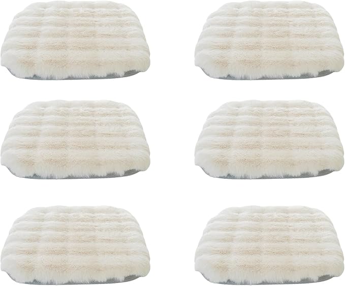 Lifup 6 Pack Square Chair Pads Memory Foam Seat Cushion Soft Cozy Plush Non Slip Thick Pad with Ties and Removable Cover for Dining Room, Office White 16 x 16 Inch