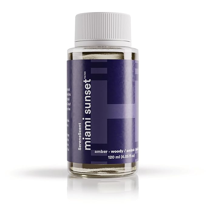 Homedics SereneScent Waterless Diffuser Oil Refill — Miami Sunset (120ml). Bright & Tropical Home Fragrance. Compatible with SereneScent Diffusers. Easy Twist Plug & Play
