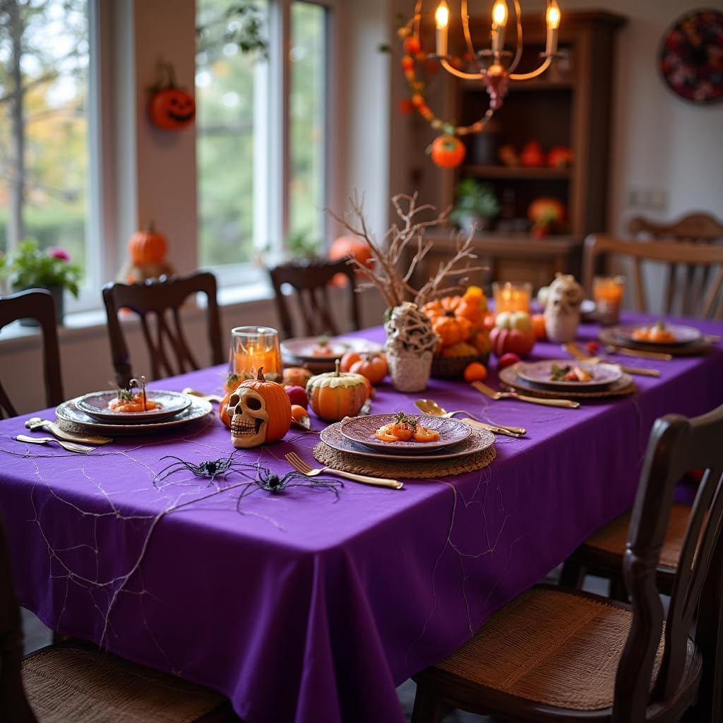 sancua Rectangle Tablecloth - 70 x 120 Inch - Stain and Wrinkle Resistant Washable Polyester Table Cloth, Decorative Fabric Table Cover for Dining Tables, Buffet Parties and Camping, Purple