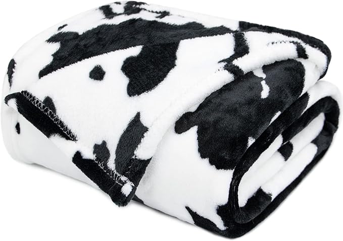 Soft Throw Blanket for Couch Bed, Black White Plush Fuzzy Fleece Travel Blanket for Adults Kids, Cozy Boho Home Room Decor, Outdoor Indoor Use 50"x60"
