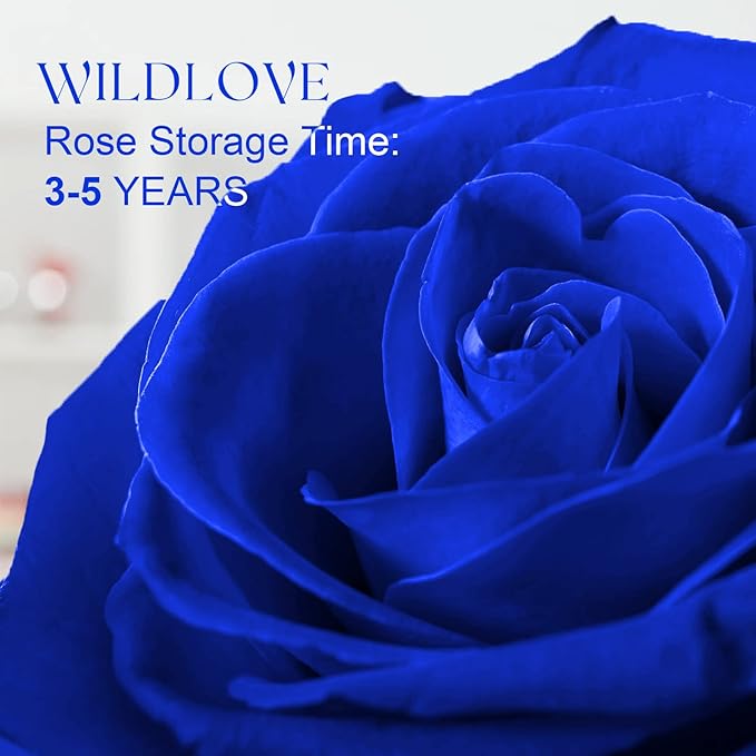 WILDLOVE Forever Blue Rose with Heart Necklace, Preserved Flowers Gifts for Mom, Wife and Girlfriend on Christmas, Mother's Day, Anniversary, Birthday Gifts for Women, I Love You Gifts for Her