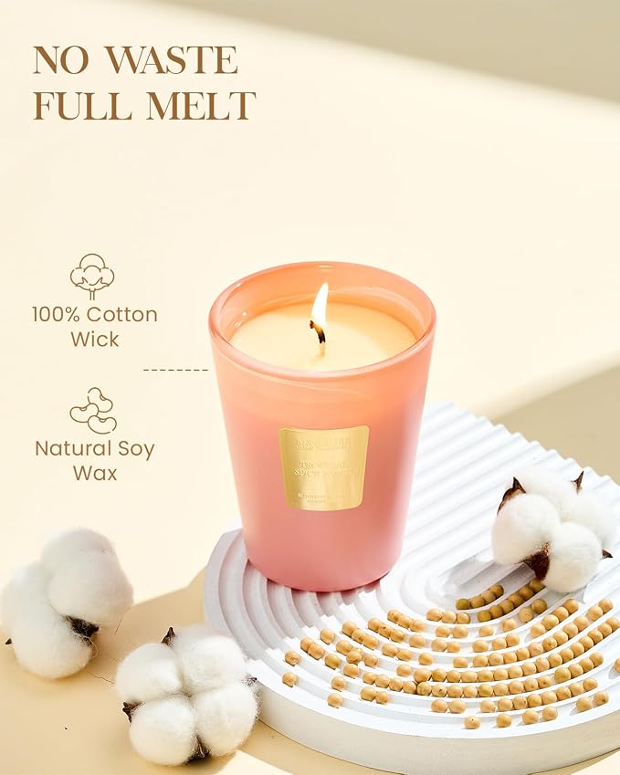 M&SENSE Tropical Spice Peach Soy Candle, 14.1oz, Summer Fruit Scent | 60H Slow Burn, Non-Toxic, Relaxation, Stress Relief, Fruity Home Fragrance Housewarming Gifts