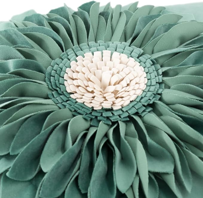 OiseauVoler 3D Sunflower Throw Pillow Cover Decorative Handmade Pillowcases for Couch Farmhouse Living Room Decoration 18x18 Inch Green