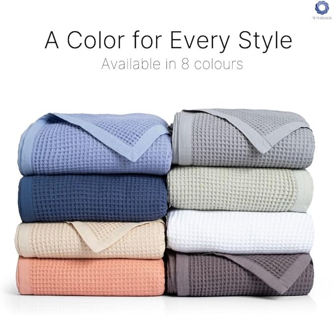 GOTS Certified Organic Cotton Waffle Weave Blanket, Twin Bed & Couch Throw, 66"X90", Modern Home Decor