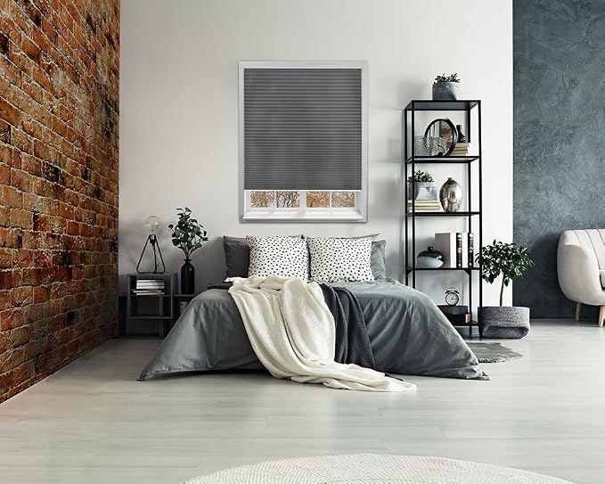 Redi Shade No Tools Easy Lift Trim-at-Home Cordless Pleated Light Filtering Fabric Shade Gray, 30" W x 64" L (Fits Windows 19 in - 30 in)
